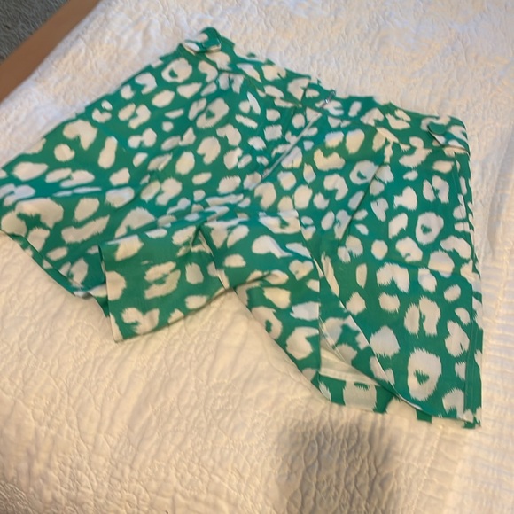 Milly green and white shorts, 5” inseam, zip front - Picture 2 of 5